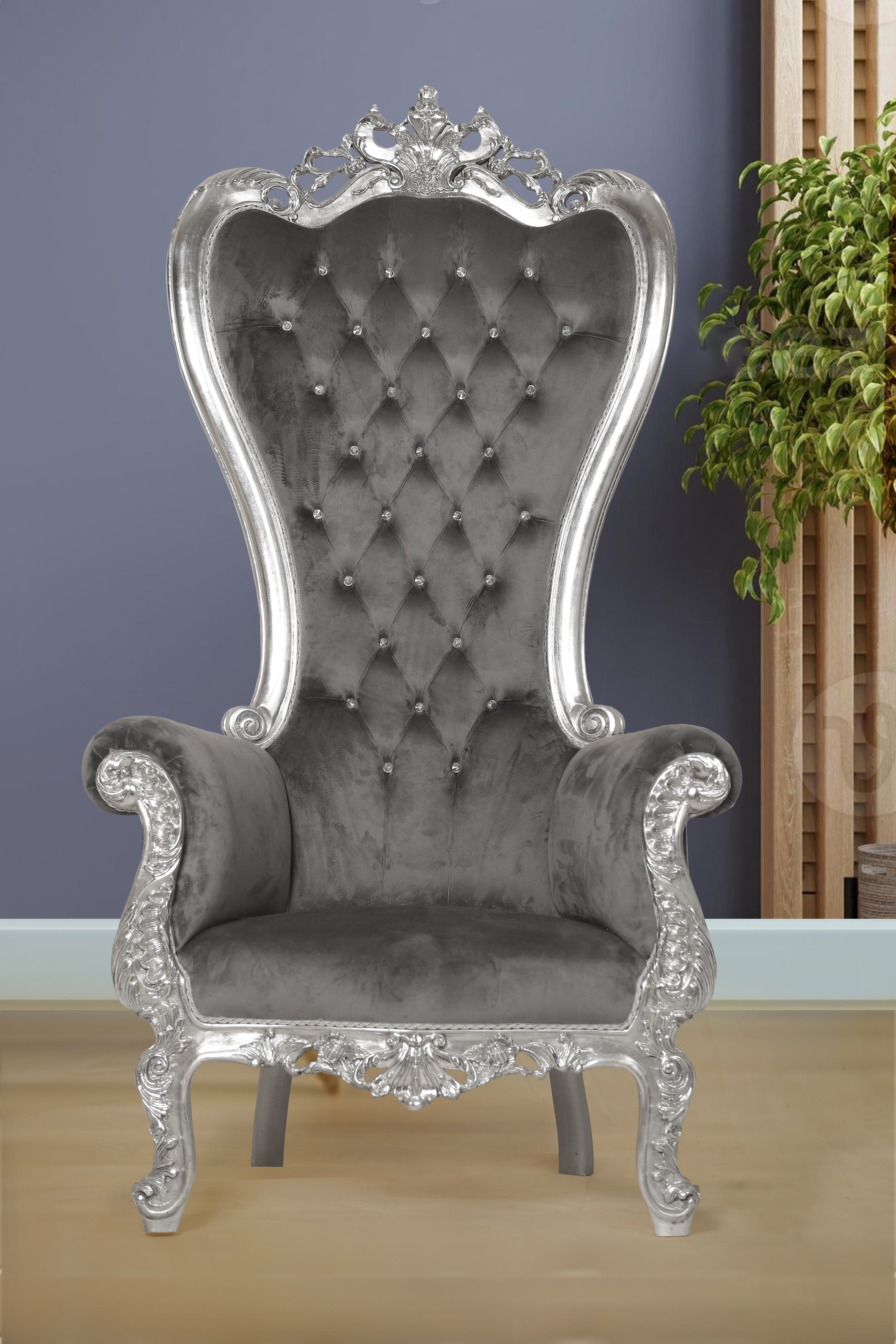 Black/Silver Throne Chair