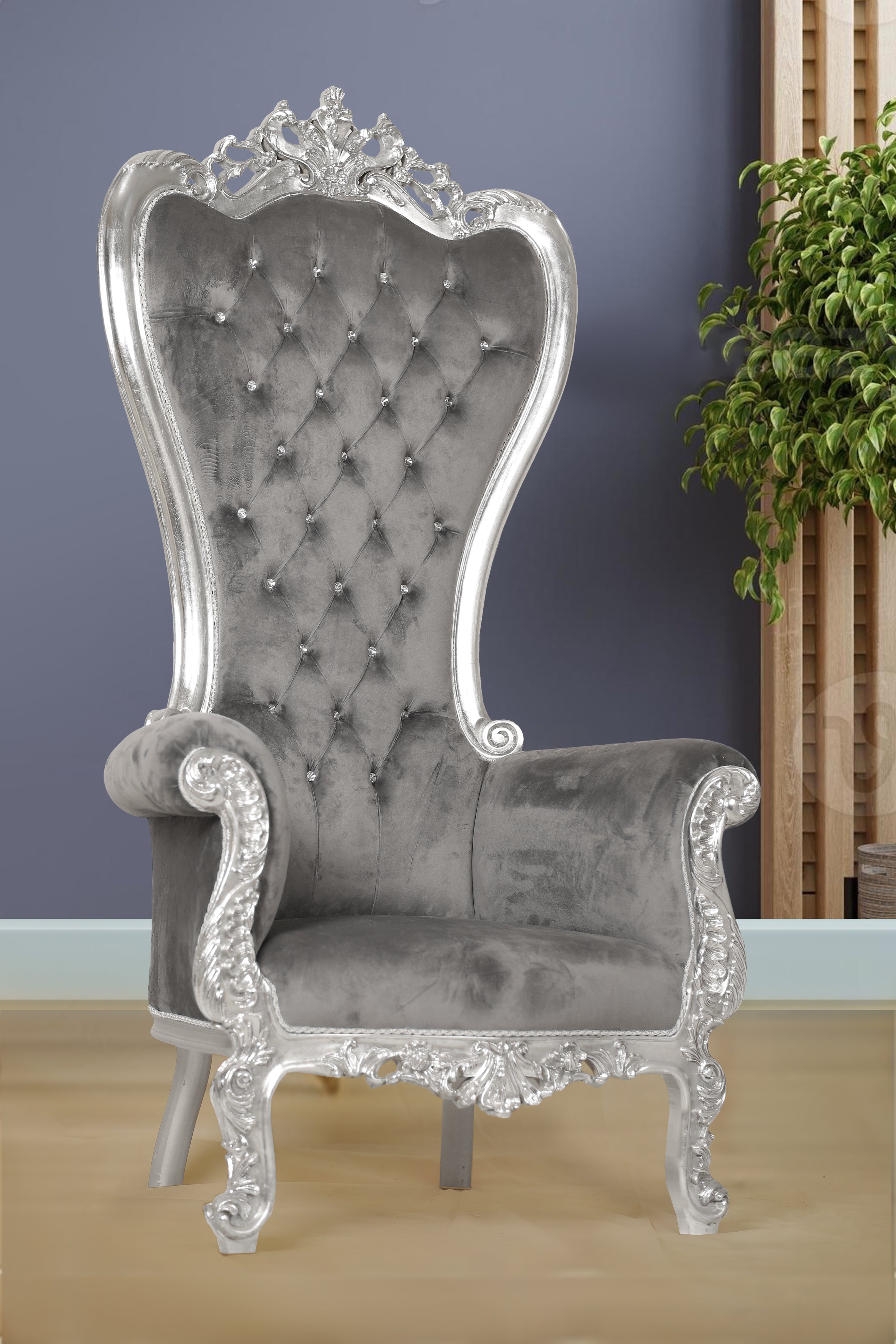 Black/Silver Throne Chair